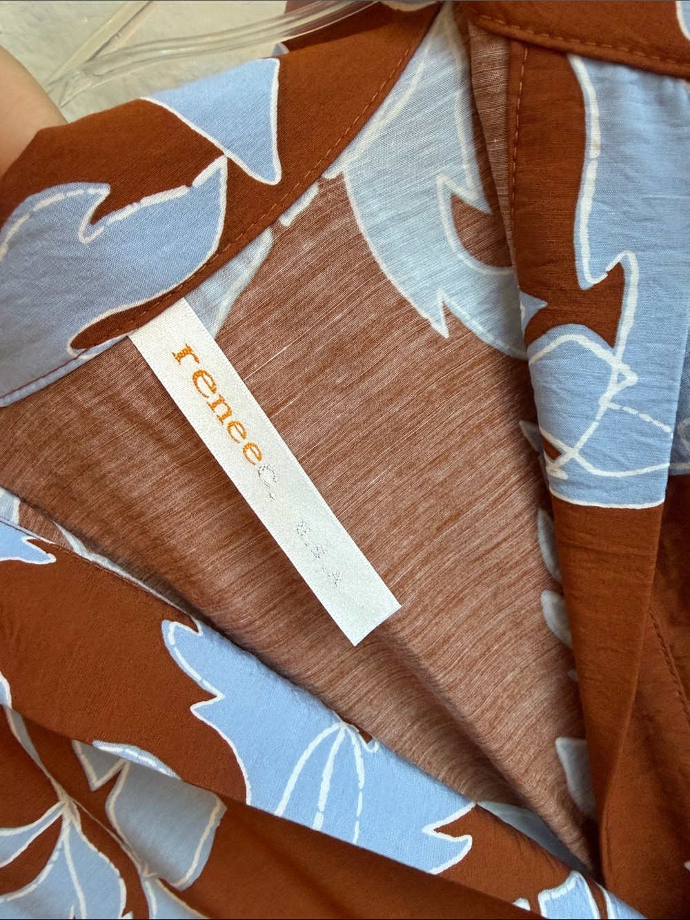 Renee C. Rust Midi Dress with Sky Blue Floral Print - Picture 2 of 5